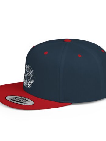 Snapback Hat — Minimal Floral Crest Embroidered Flat Bill Cap